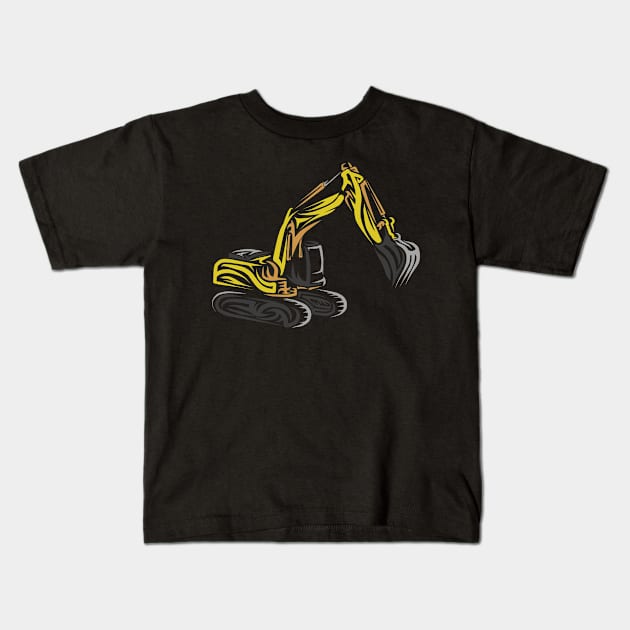 Excavator tribal Kids T-Shirt by damnoverload